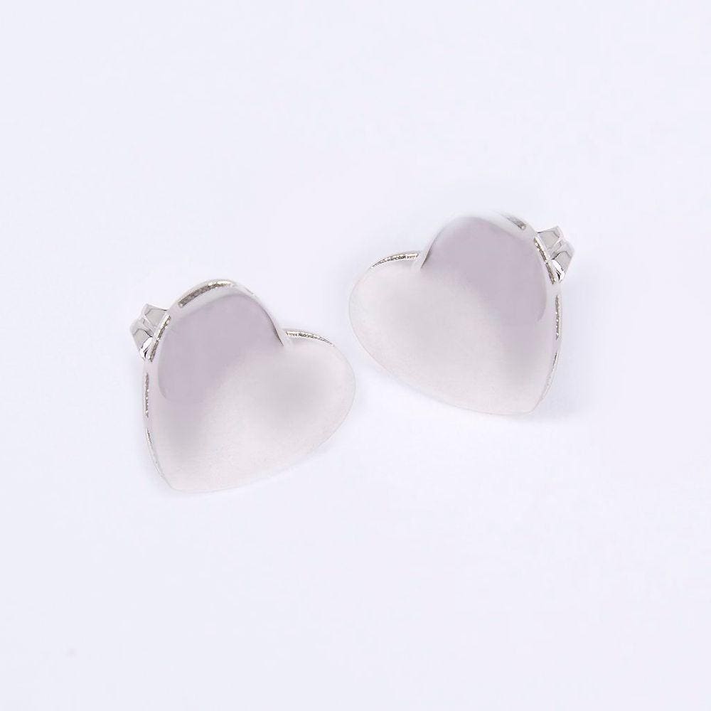 Brinco Coração em Ródio Branco