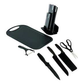 Kit 7 Pçs Jogo De Cozinha Com Suporte Tábua Facas Cutelo