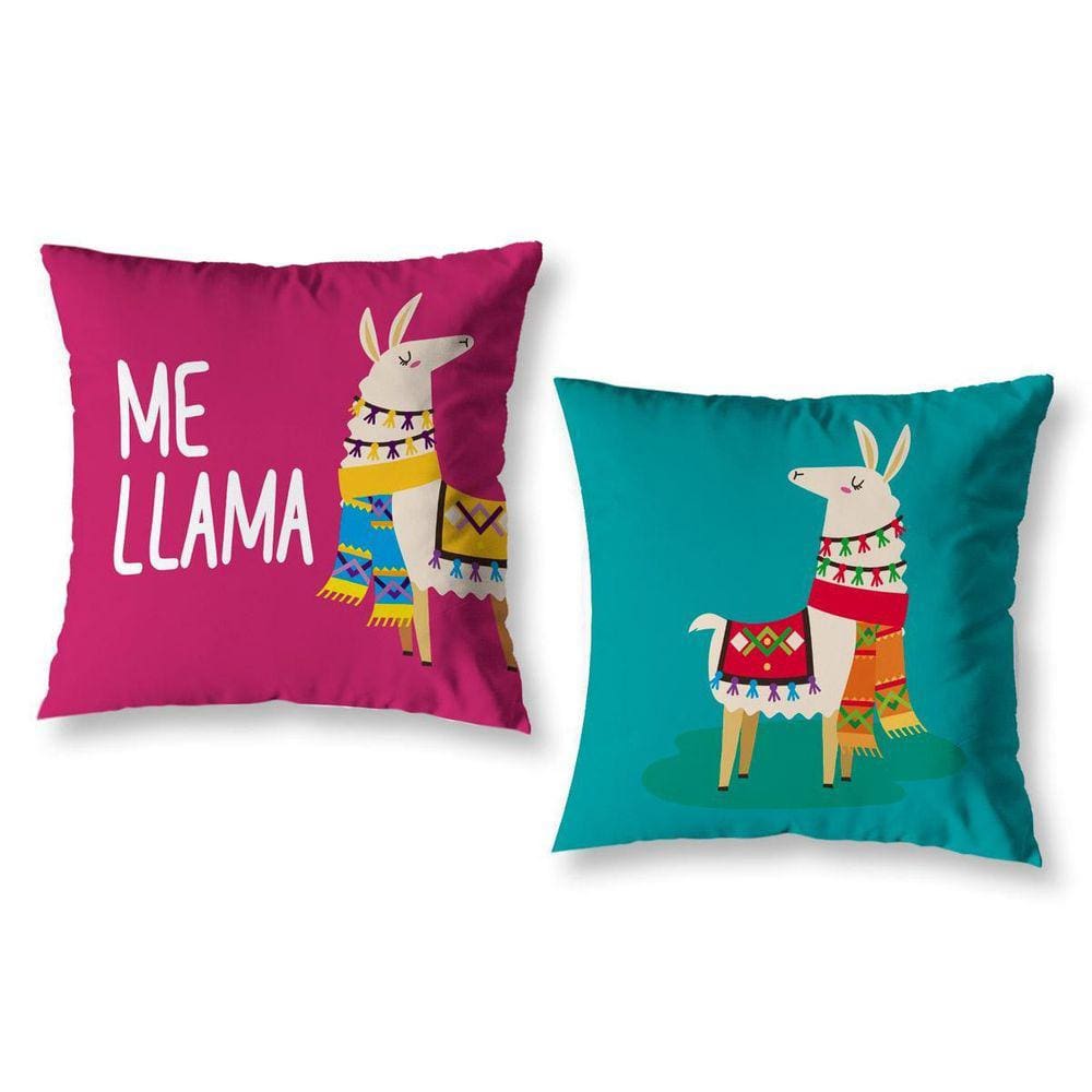 Kit 2 Almofadas Cheias 40Cm X 40Cm Estampadas Lhama