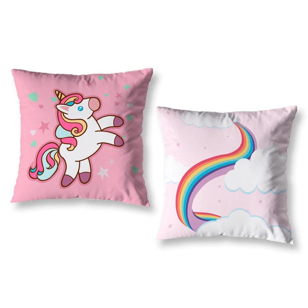 Kit 2 Capas De Almofada Infantil 40 X 40 Zíper Unicornio 1