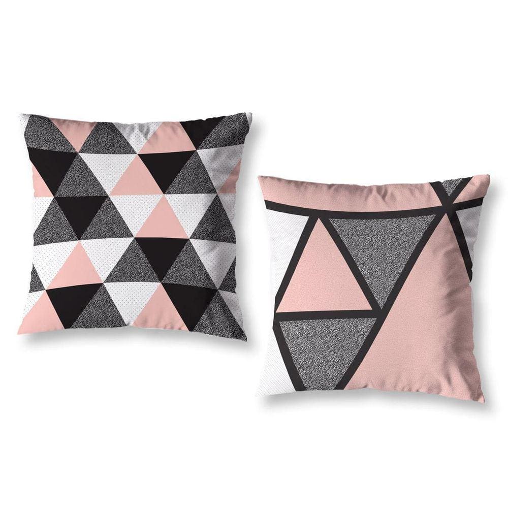 Kit 2 Capas De Almofada 40Cm X 40Cm Estampadas Geo Rosa