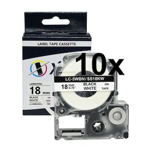 Kit 10 Fitas Compatível Epson LC5WBN Branca Letra Preta 18mm