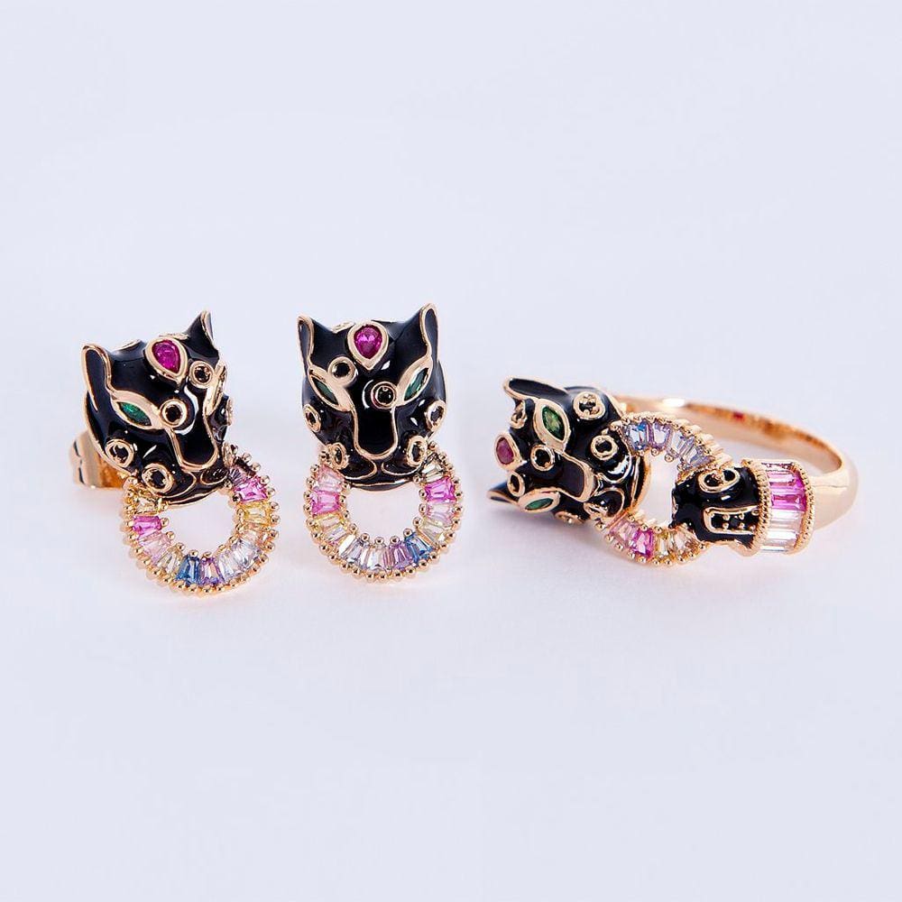 Conjunto Pantera em Resina Preta