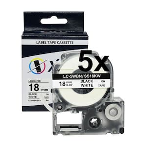 Kit 5 Fitas Compatível Epson LC5WBN Branca Letra Preta 18mm