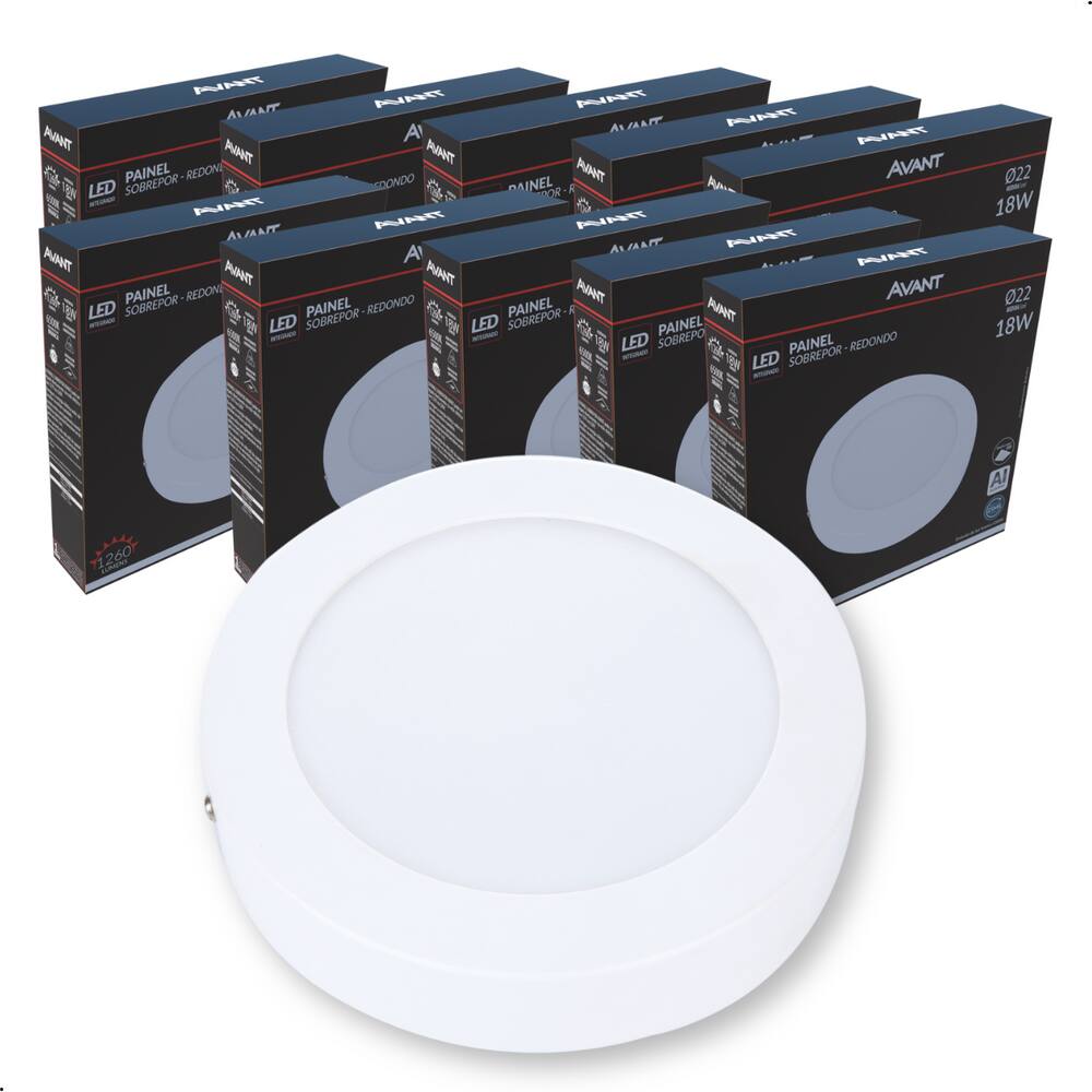 Kit 10 luminaria plafon led 18w sobrepor quadrada branco frio Casas Bahia