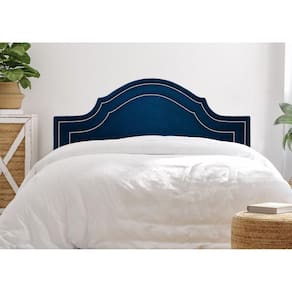 Cabeceira Queen Estofada para Cama Box com Tachas 160x60cm Provençal Luxo Dupla Azul/Prata