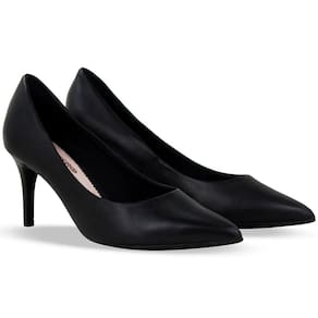 Scarpin Couro Bottero Salto Alto Bico Fino Fosco Feminino - Preto