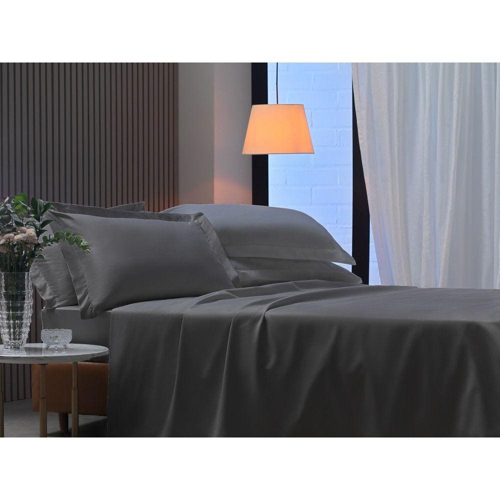 Jogo de Cama 300 Fios Algodão Percal Nobless Appel Grafite - King
