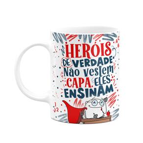 Caneca Flork Professor - Heróis de verdade ensinam