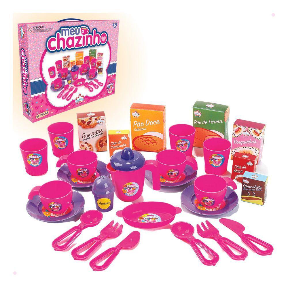 Kit Cozinha Infantil Jogo De Chá Brinquedo C/ Xícara + Bule Cor