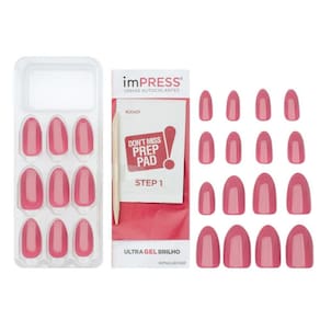 Unha Postiça Autocolante Impress Amendoada Rose Quartz Kiss