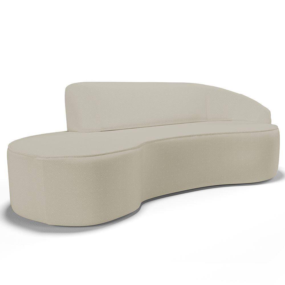 Sofá 3 Lugares Curvo Sala de Estar Living Firenze Direito D02 Corano Bege 230 cm C-26 - Lyam
