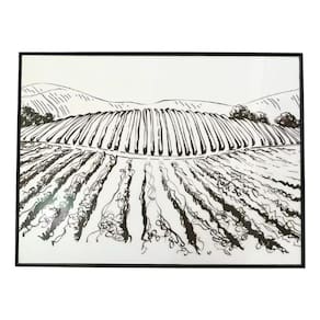 Quadro Decorativo Lavoura Uva com Película de Vidro - Vinho Moldurado!