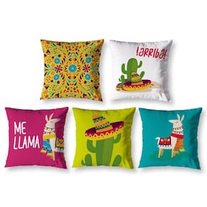 Kit 5 Almofadas Cheias 40Cm X 40Cm Estampadas Lhama