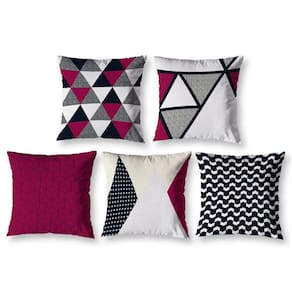 Kit 5 Almofadas Cheias 40Cm X 40Cm Estampadas Geo Vermelho
