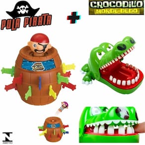 Brinquedo Infantil 2 Jogos Crocodilo e Pula Pirata Combo
