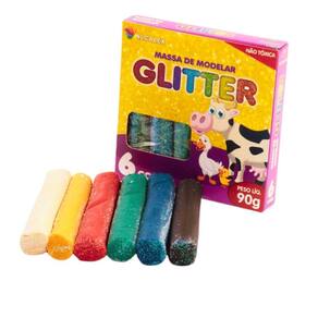 Massinha De Modelar C/glitter 6 Cores 90g Didático Alcalex