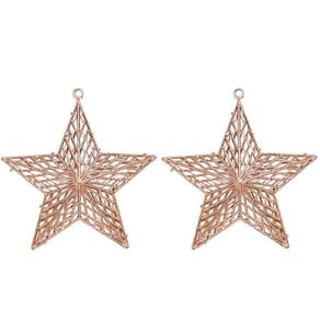 Kit 2 Estrelas Vazadas Rosê Gold Metalizado Fosco 17x19cm - Magizi