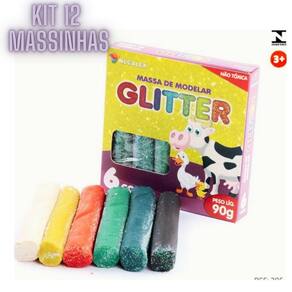 Kit Massinha De Modelar C/glitter 6 Cores 90g Alcalex