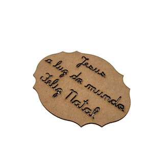 Placa Jesus a luz do mundo Feliz Natal 13x10cm- Jeito Próprio Artesanato