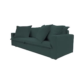 Sofá 3 Lugares Living Veludo Verde Musgo Vegas Premium Base em Madeira Maciça