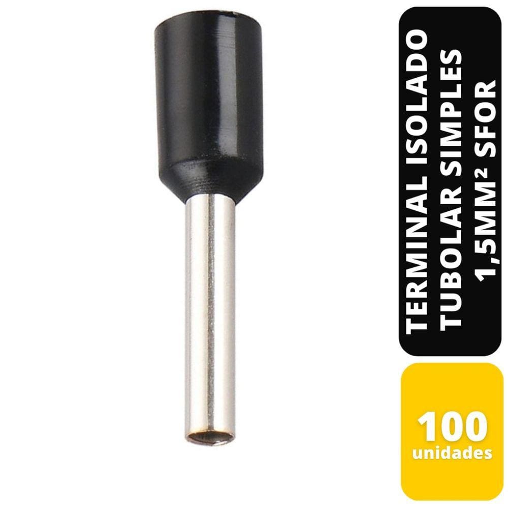 Kit C/100 Terminal Isolado Tubolar Simples Pt 1,5 Mm² Sfor