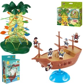 Kit 2 Jogos Navio Pirata +Cada Macaco no Seu Galho Brinquedo