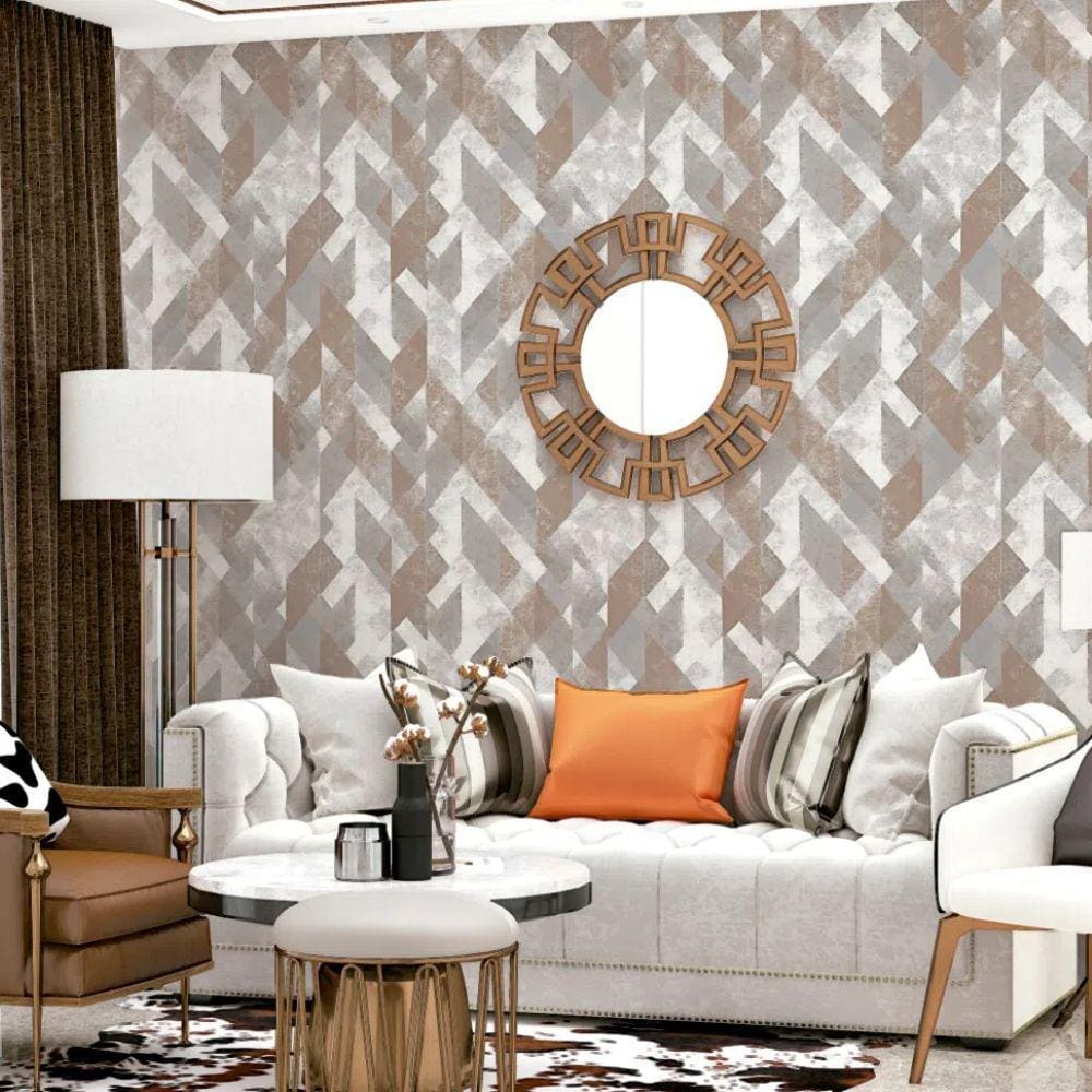 Papel de Parede Essencial Geométrico Branco e Cinza ESS1039