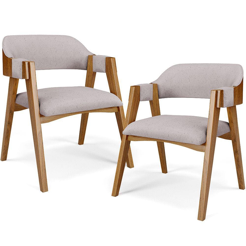 Kit 02 Cadeiras Para Sala de Jantar e Estar Living Estofada Suran L02 Linho Bege - Lyam