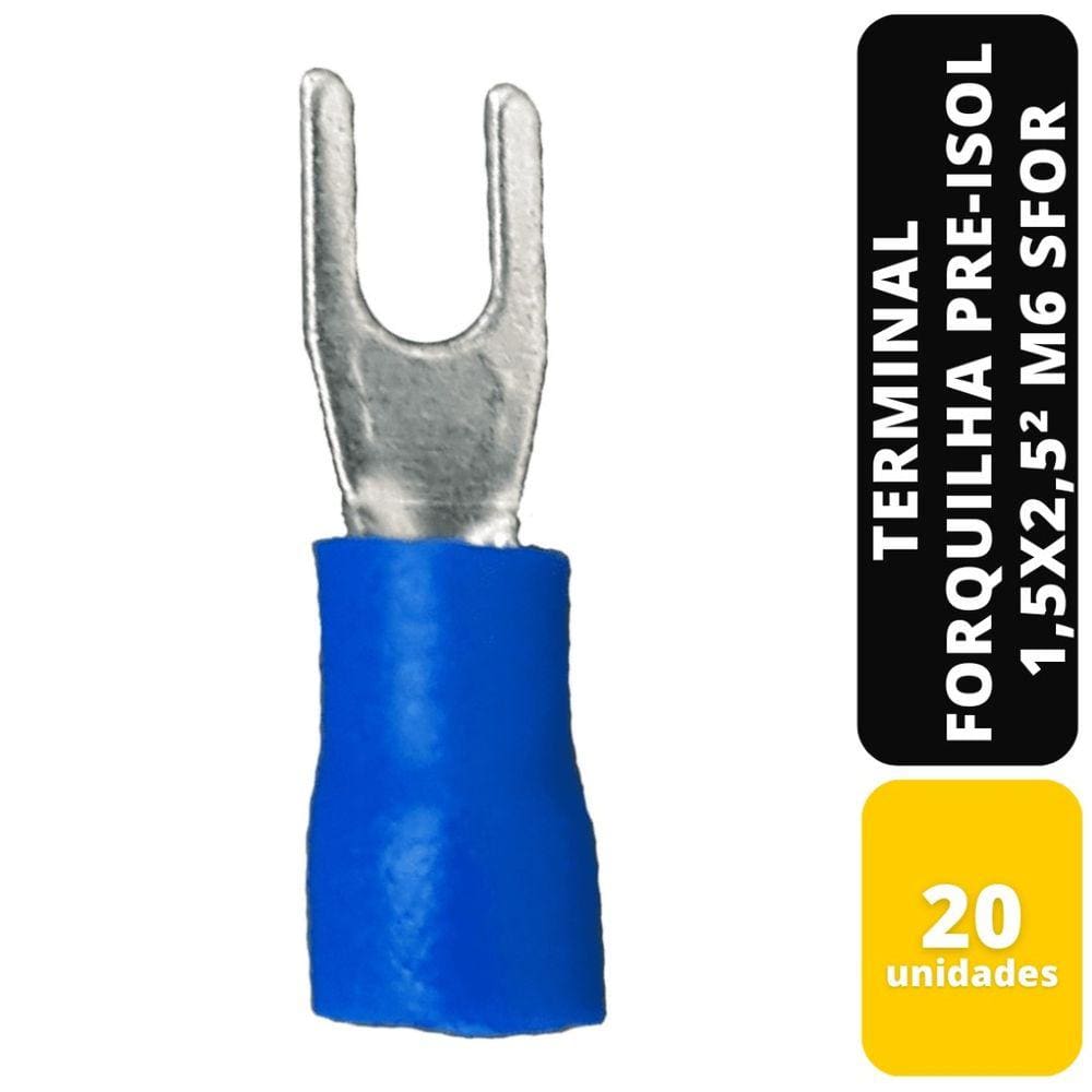 Kit C/20 Terminal Forquilha Pre-Isol Az 1,5x2,5 mm² M6 Sfor