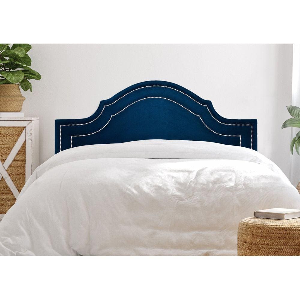 Cabeceira King Estofada para Cama Box com Tachas 193x60cm Provençal Luxo Dupla Azul/Prata