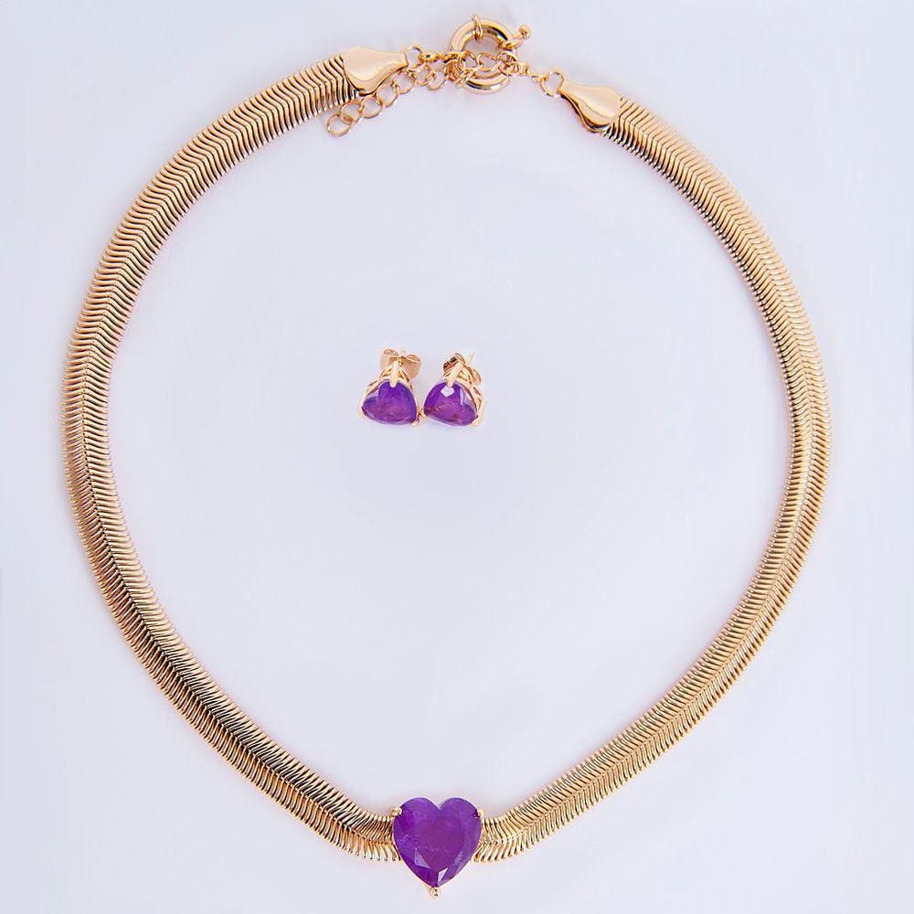 Conjunto Colar e Brincos Coração