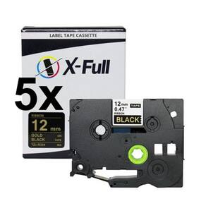 Kit 5 Fitas Cetim Compatível Brother Tze R334 Preta 12mm