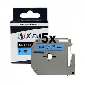 Kit 5 Fitas Compatível Brother MK 521 Azul Letra Preta 9mm