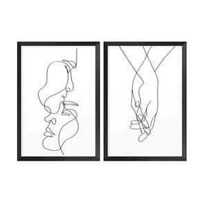 Dupla de Quadros 40x60 Quarto Casal Minimalista Amor