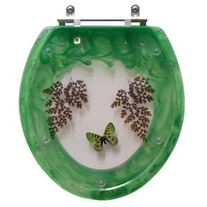 Assento Sanitario Poliester Decorado Borboleta Verde para Vaso Convencional