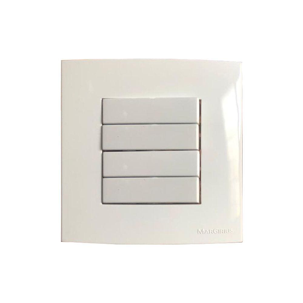 Interruptor Quadruplo Simples Móvel Marmore Embutir 10a Sleek Branco
