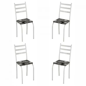 Conjunto com 4 Cadeiras Maraba Liso Branco Assento Paraopeba Teixeira