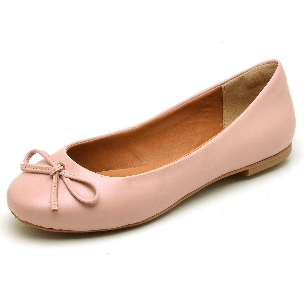 Sapatilha de Laço Feminina Bico Redondo Minimalista Palmilha Conforto Super Leve