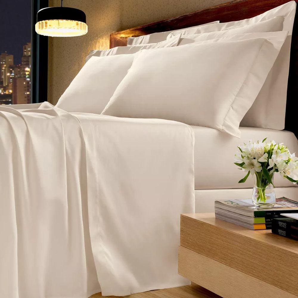 Lençol Queen Avulso Com Elástico 300 Fios Buettner Platine