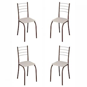 Conjunto de 4 Cadeiras Rio Marrom Assento Creme Teixeira
