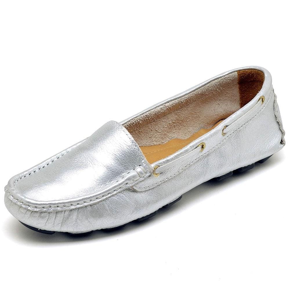 Sapatilha Mocassim Drive em Couro Feminino Solado Borracha Calce Facil Elegante Festa Trabalho