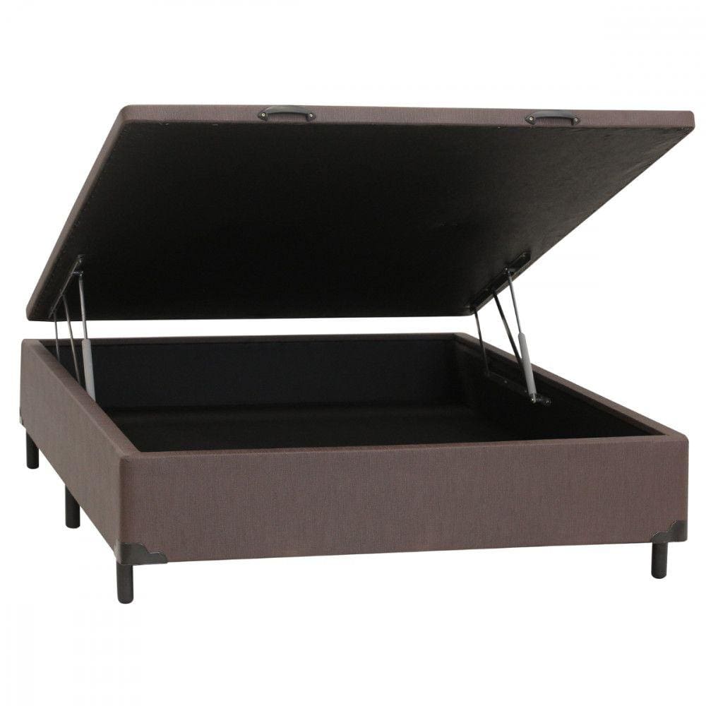 Base Cama Box Casal Bau 138x188x30 Linho Marrom Dancar