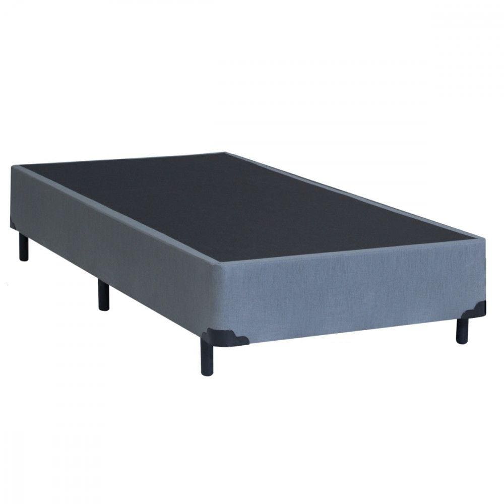 Cama Box Solteirão 96x203x25 Corino e Linho Cinza Dancar