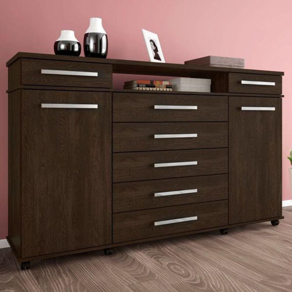 Cômoda 7 Gavetas 2 Portas London ébano - Demóbile