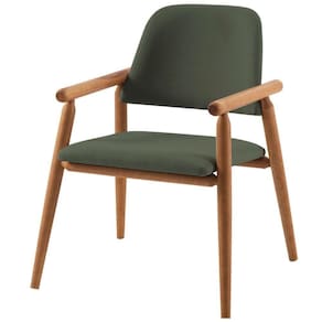 Poltrona Zanine Daf Móveis Assento E Encosto Mdf Com Espuma D28 Linho Verde Base Madeira Tauari
