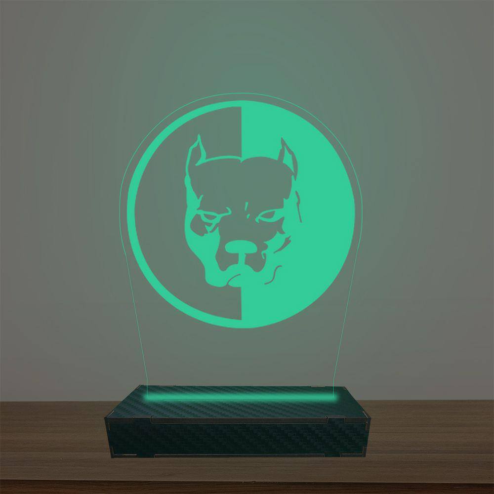 Luminária Led 3d Pitbull Abajur Luxo