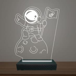 Luminária Led 3d Astronauta na Lua Abajur Luxo