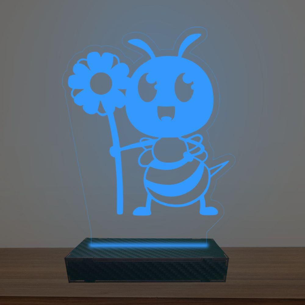 Luminária Led 3d Abelha Flor Abajur Luxo