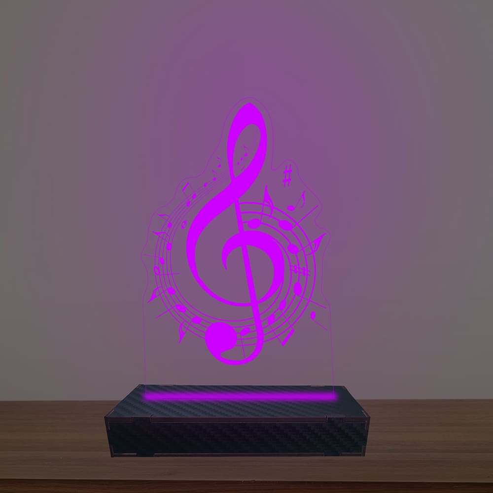 Luminária Led 3d Clave de Sol Abajur Luxo